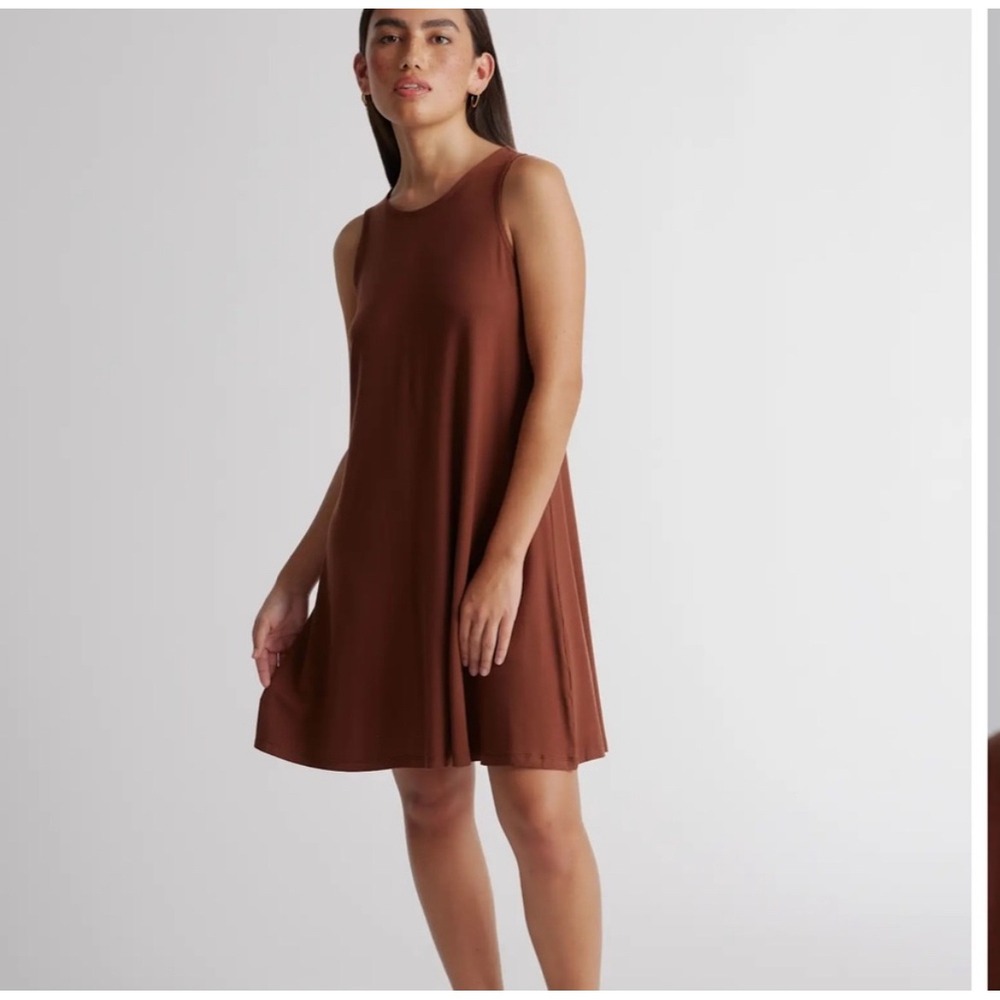 Quince Brown Sleeveless Mini Swing Dress